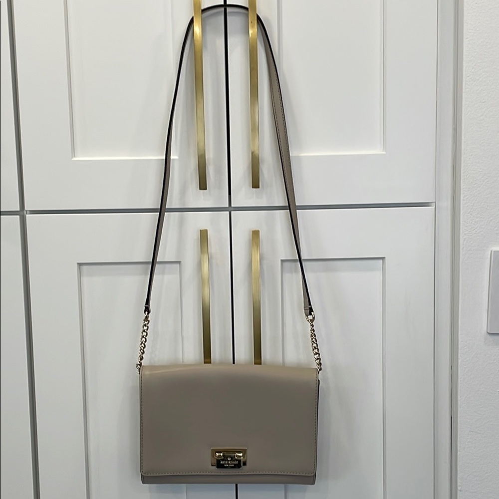 Kate Spade Shoulder/Crossbody Taupe Leather Flap Bag